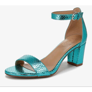NEW Naturalizer Vera Teal Snake Heeled Sandals Leather Heels 6.5 $120